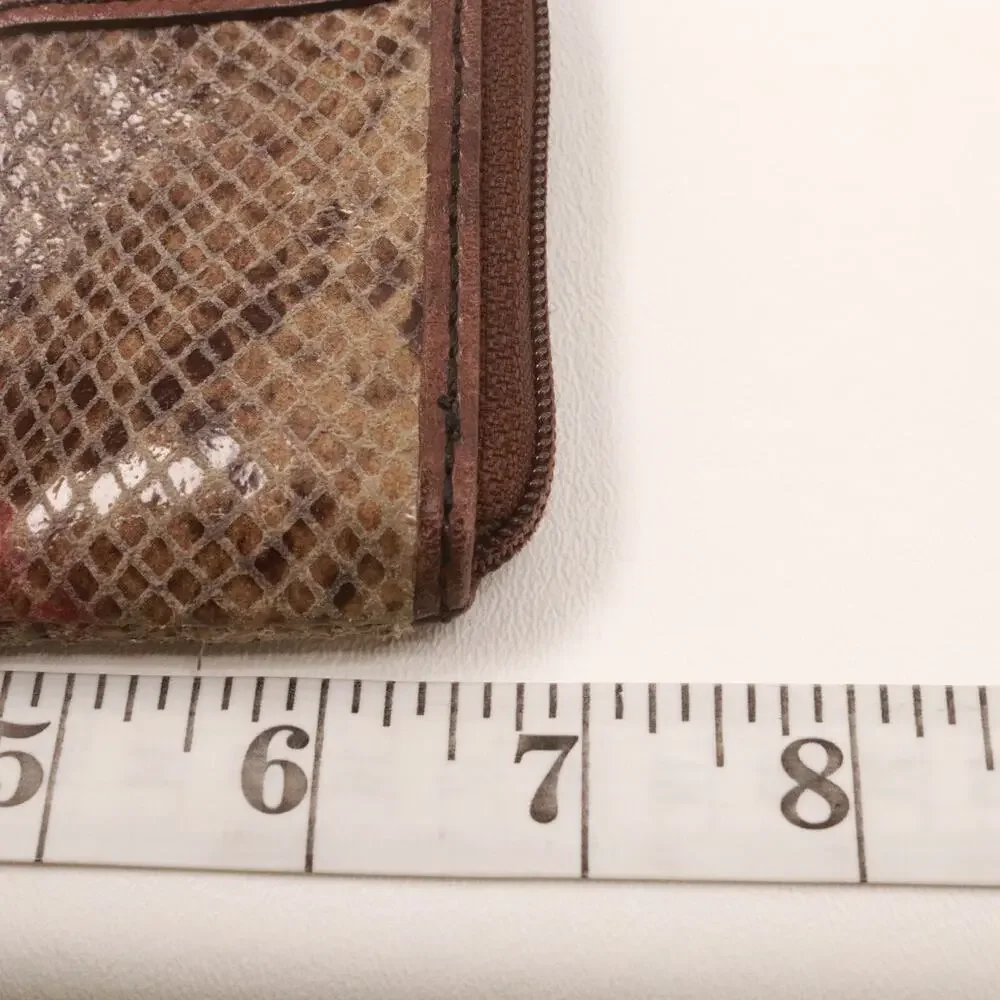 Vtg Fossil Wristlet Handbag Women Mini Brown Snakeskin Leather Purse Bag
